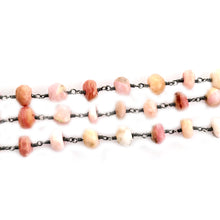 Load image into Gallery viewer, Pink Opal Faceted Large Beads 7-8mm Oxidized Rosary Chain
