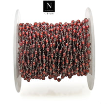Load image into Gallery viewer, Garnet Faceted Bead Rosary Chain 3-3.5mm Oxidized Bead Rosary 5FT
