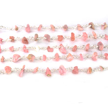 Load image into Gallery viewer, Pink Opal Nugget Beads Rosary 4-6mm Silver Plated Rosary 5FT
