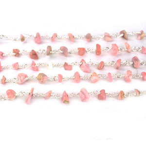Pink Opal Nugget Beads Rosary 4-6mm Silver Plated Rosary 5FT