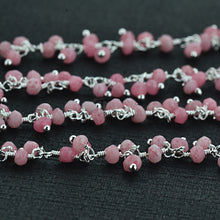 Load image into Gallery viewer, Rose chalcedony Cluster Rosary Chain 2.5-3mm Faceted Silver Plated Dangle Rosary 5FT
