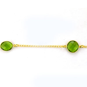 Peridot 10-15mm Mix Shape Gold Plated Wholesale Connector Rosary Chain