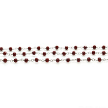Load image into Gallery viewer, Red Jasper Faceted Bead Rosary Chain 3-3.5mm Silver Plated Bead Rosary 5FT
