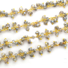 Load image into Gallery viewer, Mystique Labradorite Cluster Rosary Chain 2.5-3mm Faceted Gold Plated Dangle Rosary 5FT
