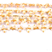 Load image into Gallery viewer, White Chalcedony Cluster Rosary Chain 2.5-3mm Faceted Gold Plated Dangle Rosary 5FT
