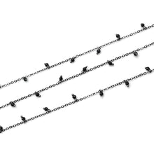 Load image into Gallery viewer, Black Spinel 3-4mm Cluster Rosary Chain Faceted Oxidized Dangle Rosary 5FT
