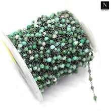 Load image into Gallery viewer, Chrysoprase Faceted Bead Rosary Chain 3-3.5mm Oxidized Bead Rosary 5FT
