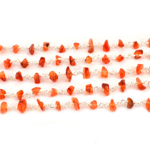 Carnelian Nugget Beads Rosary 4-6mm Silver Plated Rosary 5FT