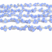 Load image into Gallery viewer, Lavender Cluster Rosary Chain 2.5-3mm Faceted Silver Plated Dangle Rosary 5FT

