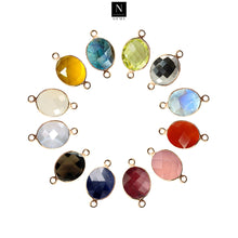 Load image into Gallery viewer, 10pc Set Oval Birthstone Double Bail Gold Plated Bezel Link Gemstone Connectors 10x12mm
