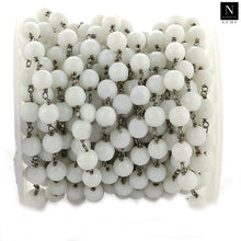 Load image into Gallery viewer, White Agate Faceted Large Beads 7-8mm Oxidized Rosary Chain
