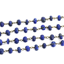 Load image into Gallery viewer, Lapis Faceted Large Beads 5-6mm Oxidized Rosary Chain
