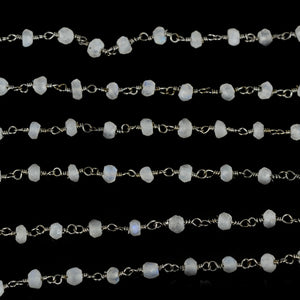 Rainbow Moonstone Faceted Bead Rosary Chain 3-3.5mm Oxidized Bead Rosary 5FT