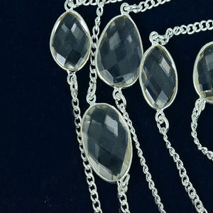 Natural Crystal 10-15mm Mix Shape Silver Plated Wholesale Connector Rosary Chain