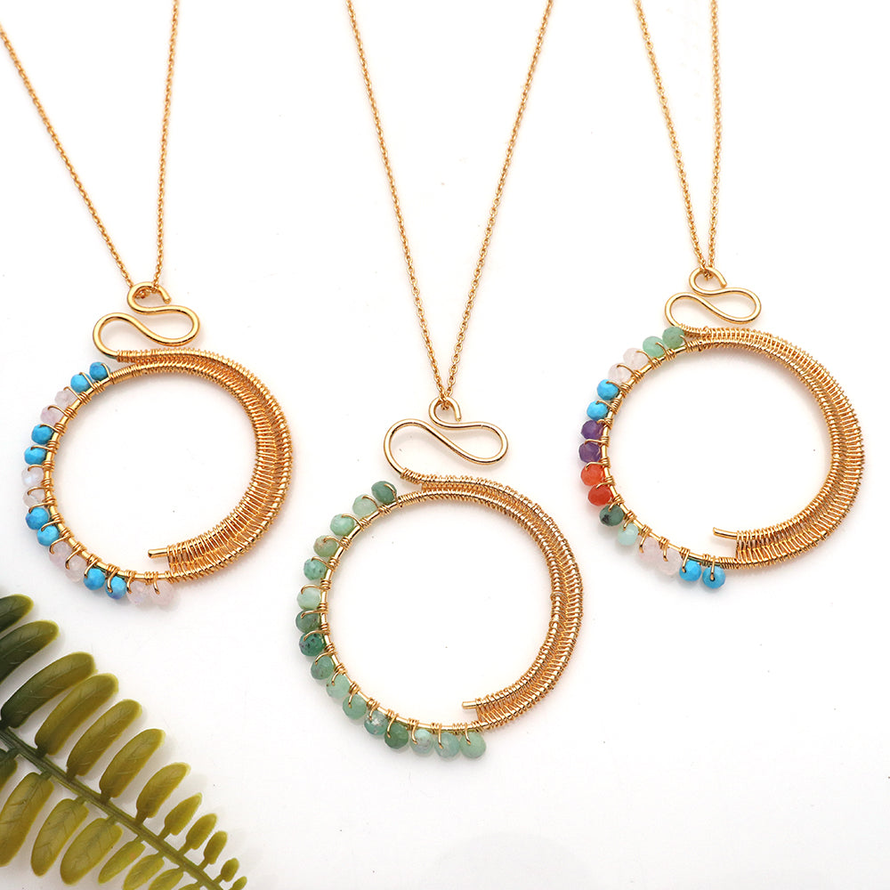 5PC Hoop Earrings Gemstone Beads | Wire Wrapped Faceted Gemstone Colorful Earrings | Hoop Earrings for Women