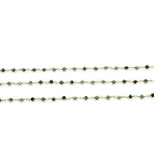 Load image into Gallery viewer, Ruby Zoisite Faceted Bead Rosary Chain 3-3.5mm Gold Plated Bead Rosary 5FT
