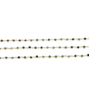 Ruby Zoisite Faceted Bead Rosary Chain 3-3.5mm Gold Plated Bead Rosary 5FT
