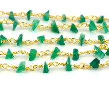 Load image into Gallery viewer, Green Onyx Nugget Beads Rosary 4-6mm Gold Plated Rosary 5FT
