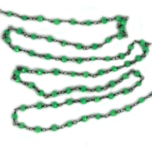 Load image into Gallery viewer, Green Chalcedony Faceted Bead Rosary Chain 3-3.5mm Oxidized Bead Rosary 5FT
