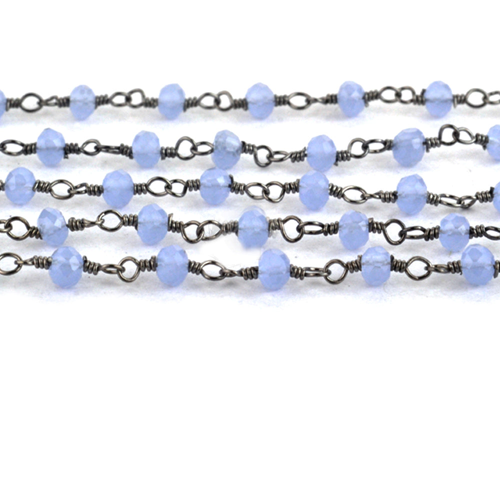Lavender Faceted Bead Rosary Chain 3-3.5mm Oxidized Bead Rosary 5FT