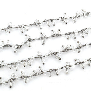 Crystal Cluster Rosary Chain 2.5-3mm Faceted Oxidized Dangle Rosary 5FT