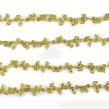 Load image into Gallery viewer, Peridot Cluster Rosary Chain 2.5-3mm Faceted Gold Plated Dangle Rosary 5FT
