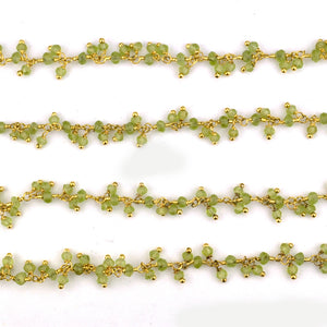 Peridot Cluster Rosary Chain 2.5-3mm Faceted Gold Plated Dangle Rosary 5FT