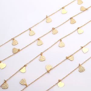 5ft Gold Heart Chains 11mm | Heart Necklace | Soldered Chain | Anklet Finding Chain