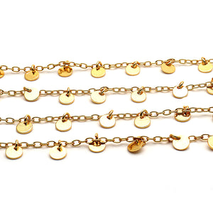 5ft Gold Round Disk Chains 5mm | Disk Charm Necklace | Soldered Chain | Anklet Finding Chain