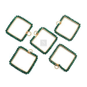 5pc Square Hoop Bead Wrap Pendant | Beads Necklace Pendant | Wholesale Crystals and Gems Suppliers