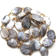 Load image into Gallery viewer, Dendrite Opal 10-15mm Mix Faceted Shape Gold Plated Bezel Continuous Connector Chain

