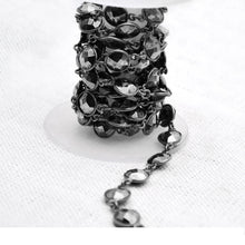 Load image into Gallery viewer, Pyrite 8mm Round Oxidized Bezel Continuous Connector Chain
