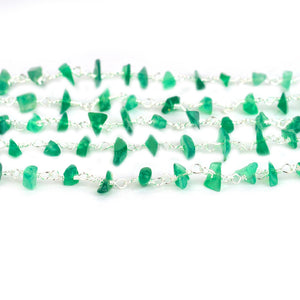 Green Onyx Nugget Beads Rosary 4-6mm Silver Plated Rosary 5FT
