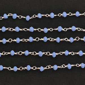 Tanzanite Faceted Bead Rosary Chain 3-3.5mm Silver Plated Bead Rosary 5FT