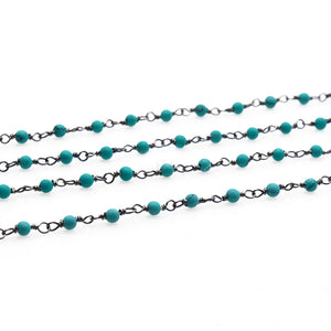5ft Turquoise Green 2-2.5mm Oxidized Wrapped Beads Rosary | Gemstone Rosary Chain | Wholesale Chain Faceted Crystal