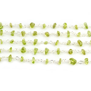 Peridot Nugget Beads Rosary 4-6mm Silver Plated Rosary 5FT