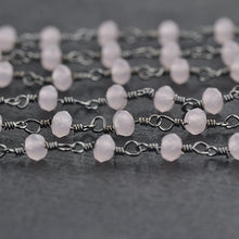 Load image into Gallery viewer, Rose Quartz Faceted Bead Rosary Chain 3-3.5mm Oxidized Bead Rosary 5FT
