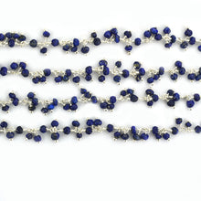 Load image into Gallery viewer, Lapis Cluster Rosary Chain 2.5-3mm Faceted Silver Plated Dangle Rosary 5FT
