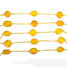 Load image into Gallery viewer, Yellow Chalcedony 15mm Mix Shape Gold Plated Wholesale Connector Rosary Chain
