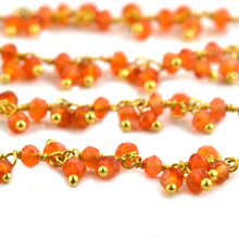 Load image into Gallery viewer, Carnelian Cluster Rosary Chain 2.5-3mm Faceted Gold Plated Dangle Rosary 5FT
