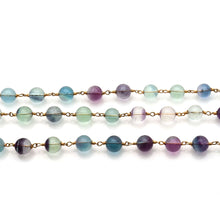 Load image into Gallery viewer, Fluorite Faceted Large Beads 7-8mm Gold Plated Rosary Chain
