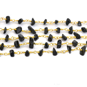 Black Spinel Nugget Beads Rosary 4-6mm Gold Plated Rosary 5FT