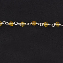 Load image into Gallery viewer, Citrine Faceted Bead Rosary Chain 3-3.5mm Silver Plated Bead Rosary 5FT
