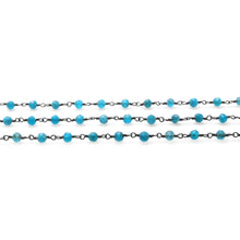 Load image into Gallery viewer, Blue Monalisa Faceted Bead Rosary Chain 3-3.5mm Oxidized Bead Rosary 5FT
