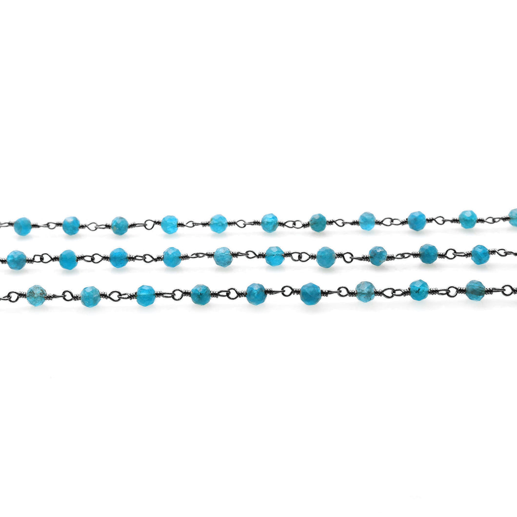 Blue Monalisa Faceted Bead Rosary Chain 3-3.5mm Oxidized Bead Rosary 5FT