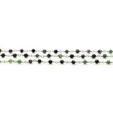 Load image into Gallery viewer, Ruby Zoisite Faceted Bead Rosary Chain 3-3.5mm Silver Plated Bead Rosary 5FT
