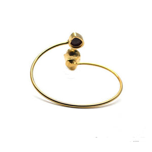 Geode Bracelet | Geode Druzy Stacking Bangle Bracelet | Gold Electroplated Adjustable Open Bracelet