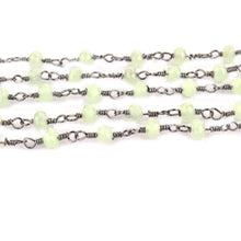 Load image into Gallery viewer, Prehnite Faceted Bead Rosary Chain 3-3.5mm Oxidized Bead Rosary 5FT
