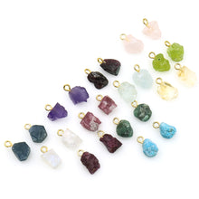 Load image into Gallery viewer, 5pc Lot Rough Gemstone Pendant Necklace 12x8mm Gold Plated 18 Inch Chain Pendant

