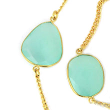 Load image into Gallery viewer, Aqua Chalcedony 15mm Mix Shape Gold Plated Wholesale Connector Rosary Chain

